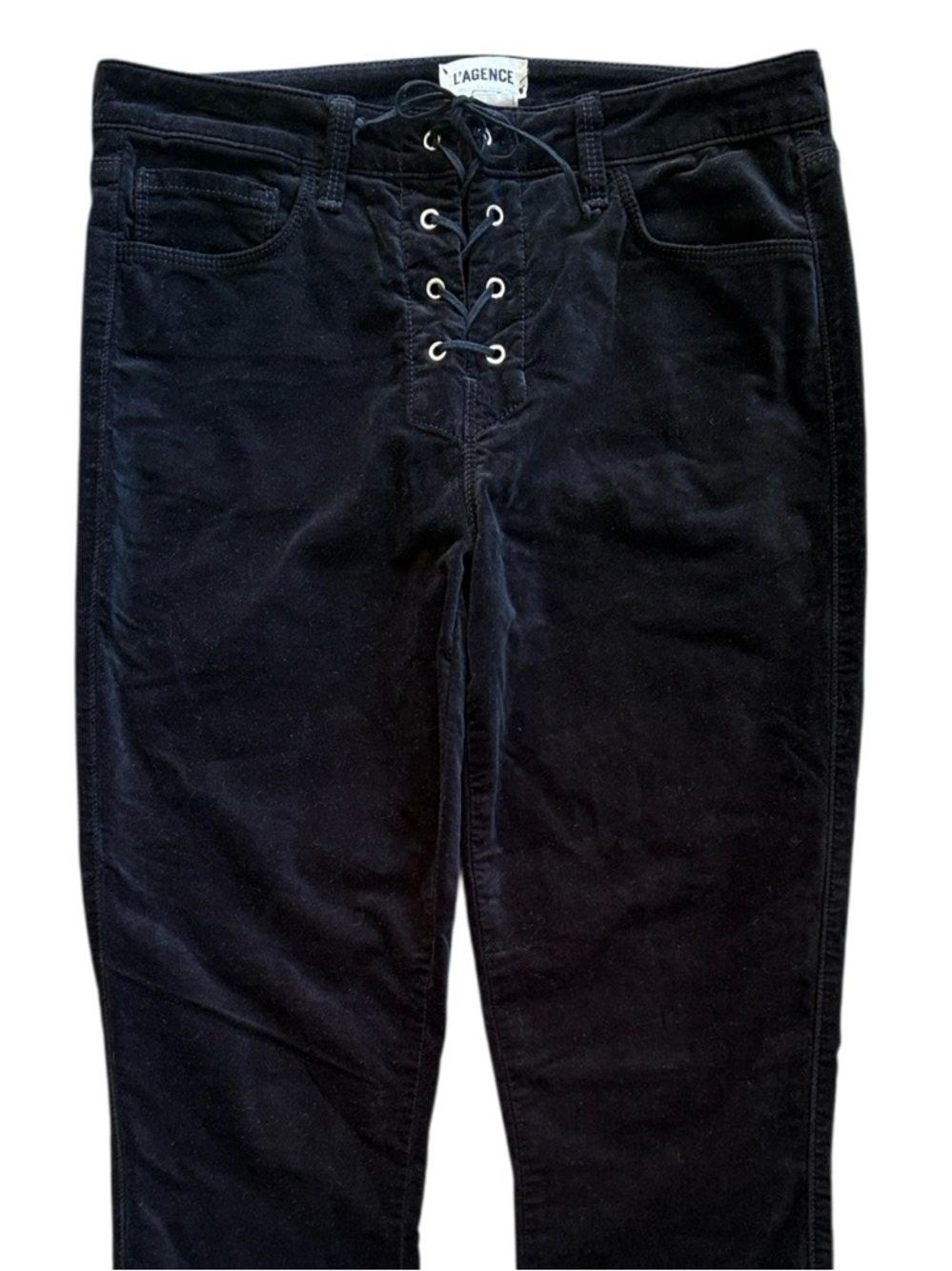L’AGENCE Velvet Lace-Up Pants Black Size 29 - Picture 3 of 9